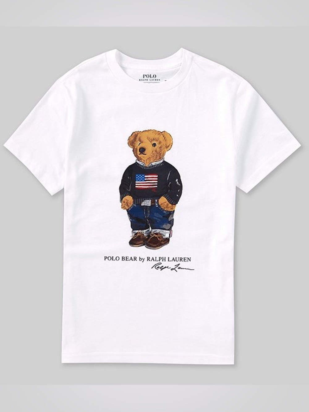 POLO RALPH LAUREN U.S FLAG POLO BEAR T-SHIRT WHITE KIDS SMALL